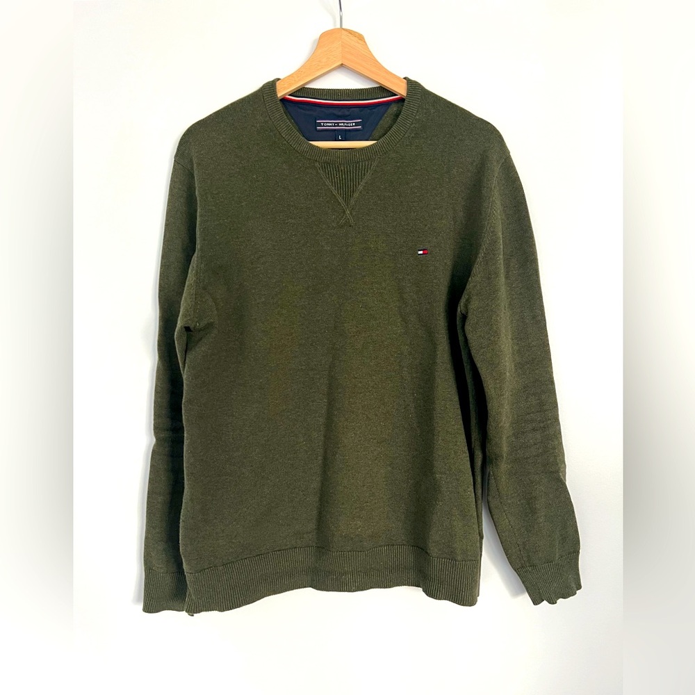 Tommy Hilfiger GREEN cotton sweater Large
